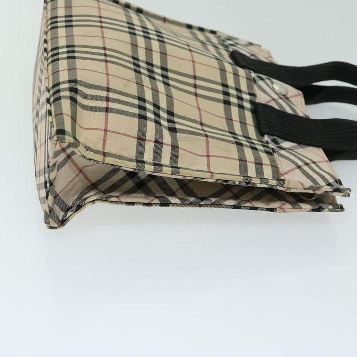 Burberry Nova Check Blue Label Hand Bag Nylon Beige Auth yb520