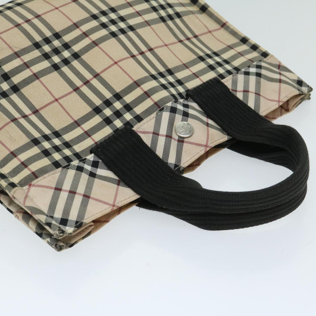 Burberry Nova Check Blue Label Hand Bag Nylon Beige Auth yb520