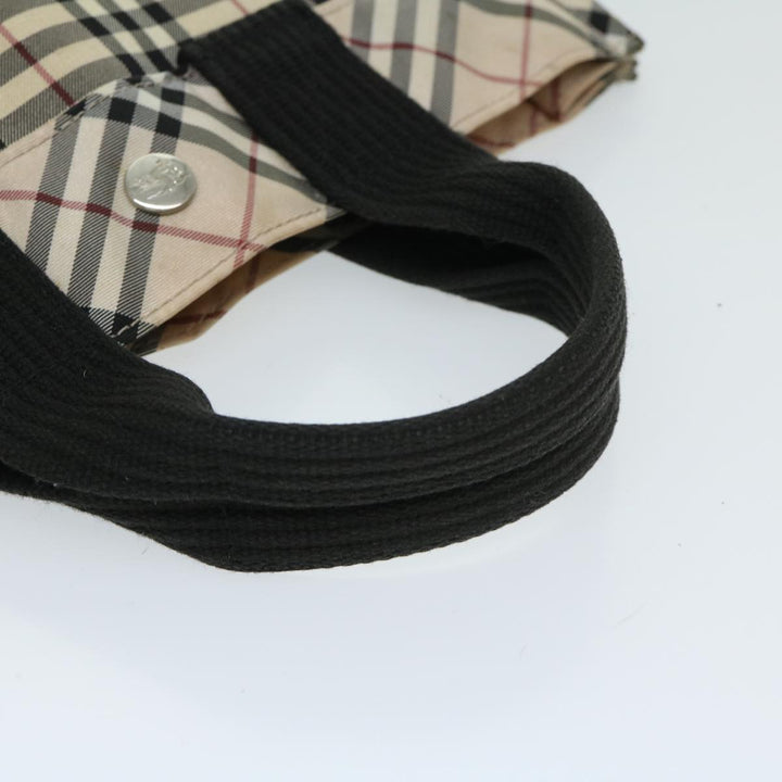 Burberry Nova Check Blue Label Hand Bag Nylon Beige Auth yb520