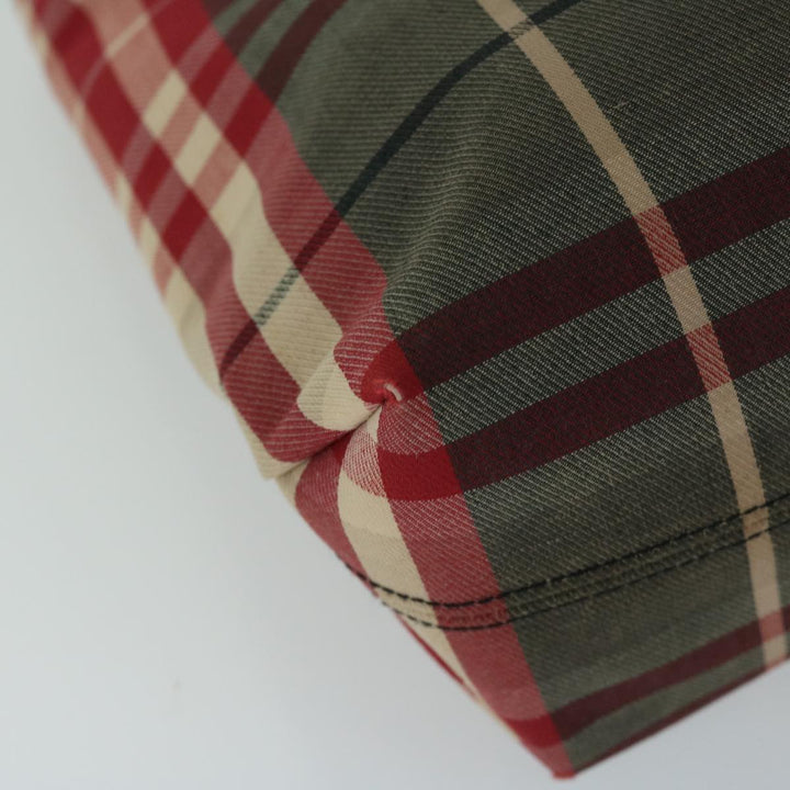 Burberry Nova Check Hand Bag Canvas Red Auth yb523
