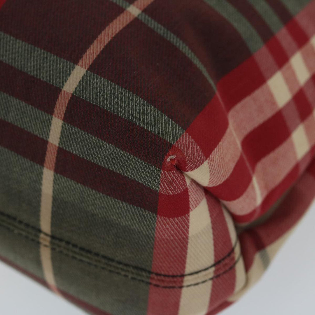 Burberry Nova Check Hand Bag Canvas Red Auth yb523