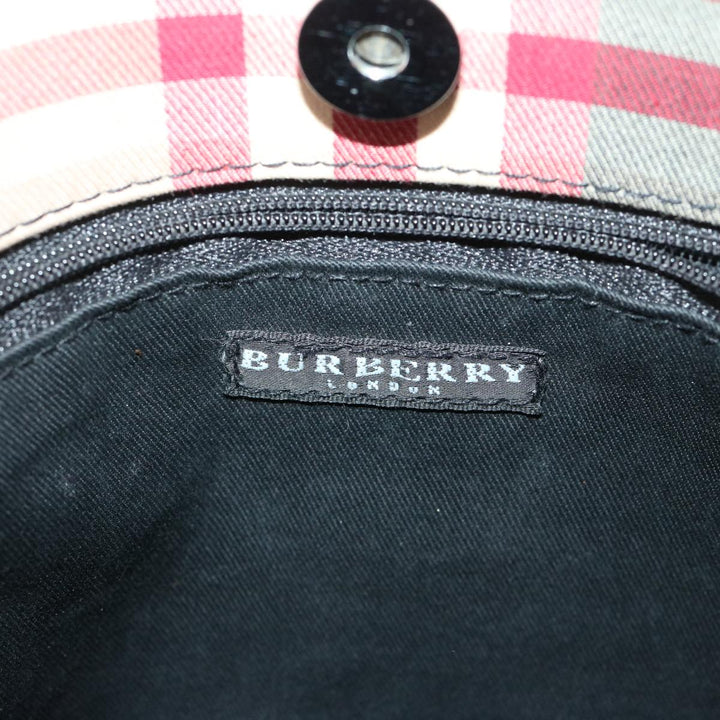 Burberry Nova Check Hand Bag Canvas Red Auth yb523