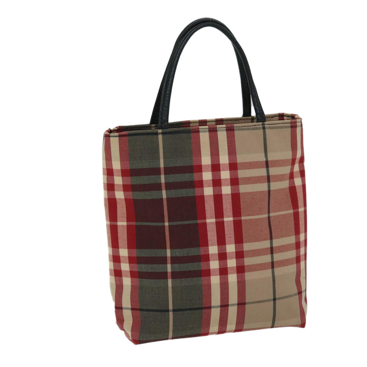 Burberry Nova Check Hand Bag Canvas Red Auth yb523