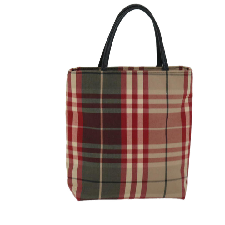 Burberry Nova Check Hand Bag Canvas Red Auth yb523