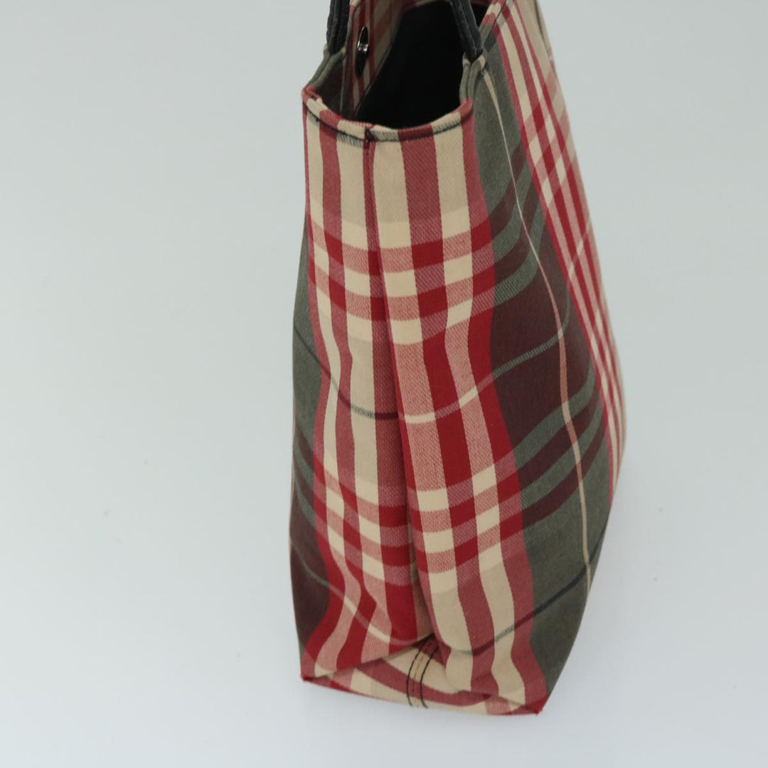 Burberry Nova Check Hand Bag Canvas Red Auth yb523