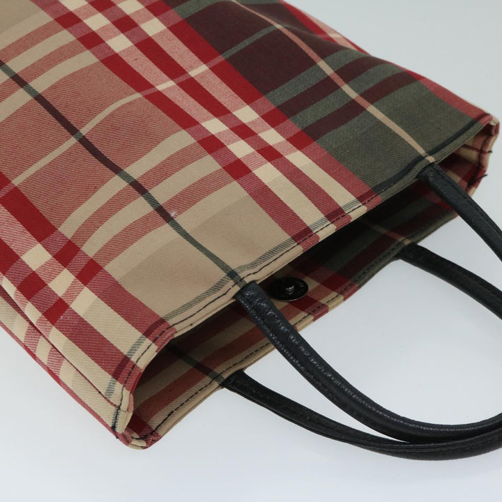 Burberry Nova Check Hand Bag Canvas Red Auth yb523