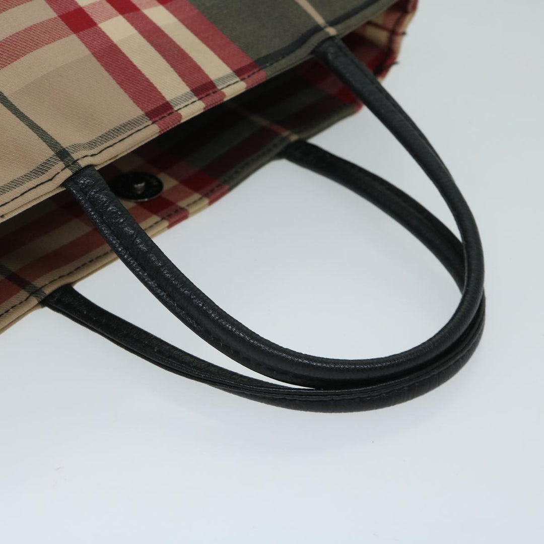 Burberry Nova Check Hand Bag Canvas Red Auth yb523