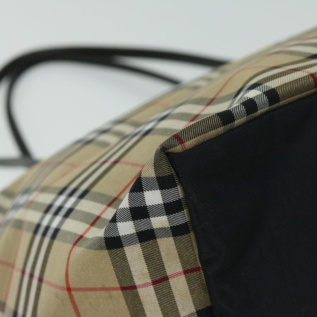 BurberrySs Nova Check Blue Label Tote Bag Nylon Beige Auth yb525
