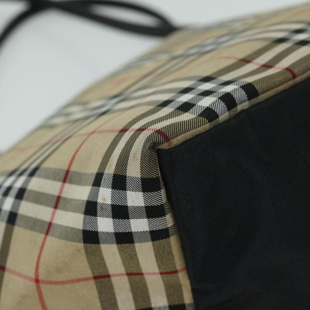 BurberrySs Nova Check Blue Label Tote Bag Nylon Beige Auth yb525