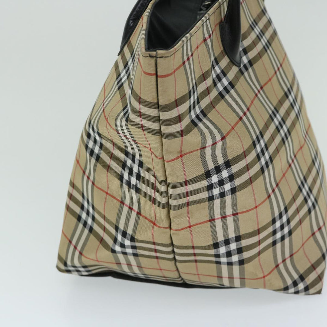 BurberrySs Nova Check Blue Label Tote Bag Nylon Beige Auth yb525