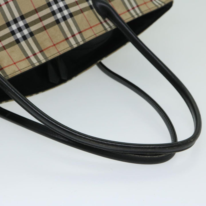 BurberrySs Nova Check Blue Label Tote Bag Nylon Beige Auth yb525