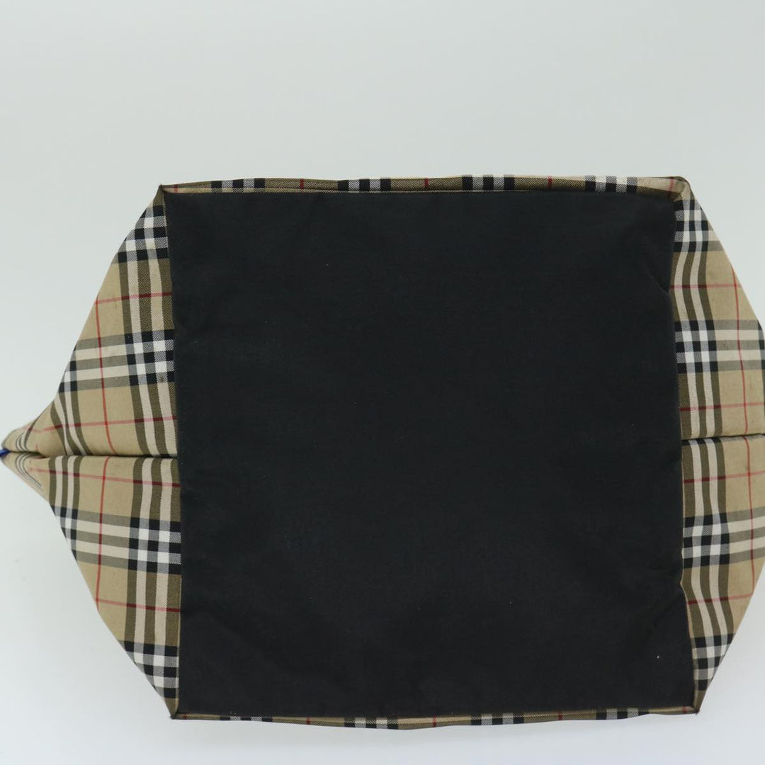 BurberrySs Nova Check Blue Label Tote Bag Nylon Beige Auth yb525