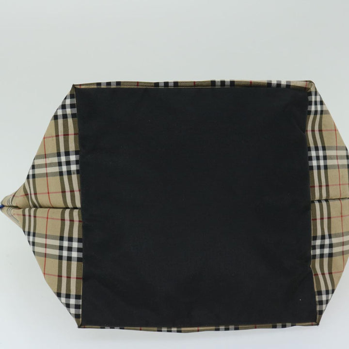 BurberrySs Nova Check Blue Label Tote Bag Nylon Beige Auth yb525