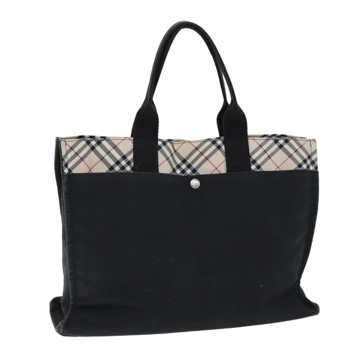 Burberry Nova Check Blue Label Hand Bag Canvas Beige Black Auth yb558