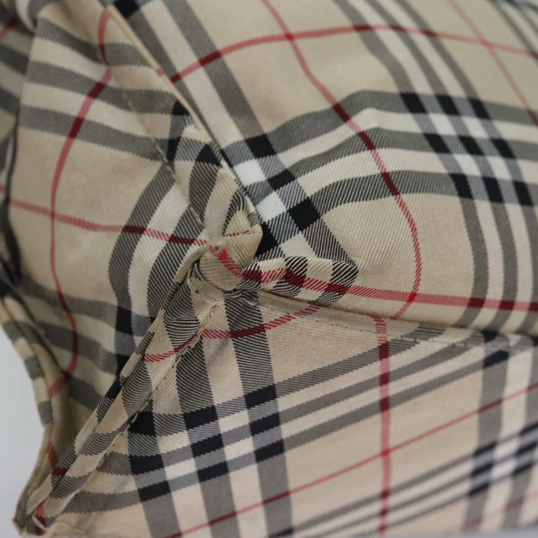 Burberry Nova Check Blue Label Hand Bag Nylon Beige Auth yb561
