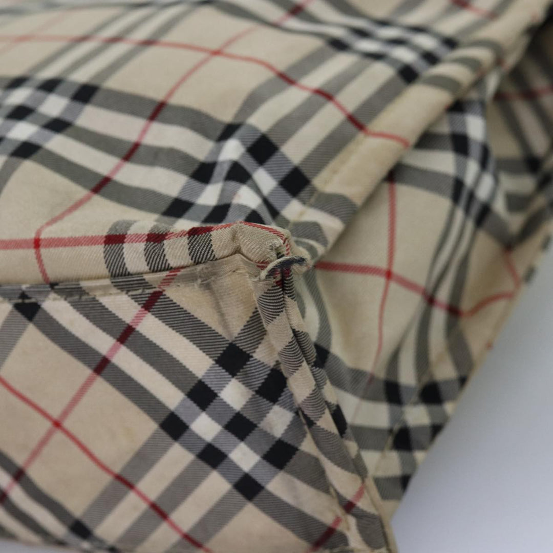 Burberry Nova Check Blue Label Hand Bag Nylon Beige Auth yb561