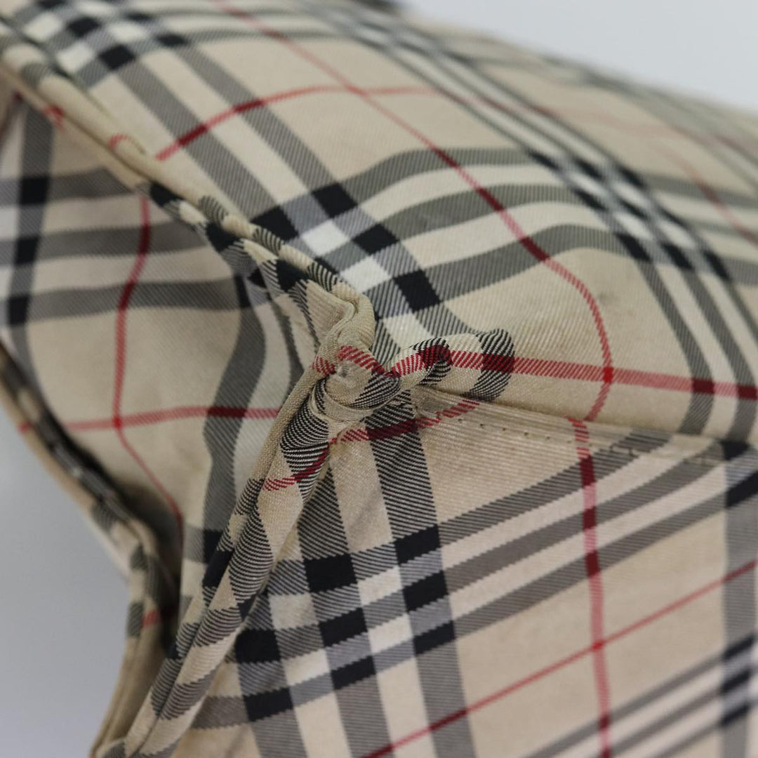 Burberry Nova Check Blue Label Hand Bag Nylon Beige Auth yb561