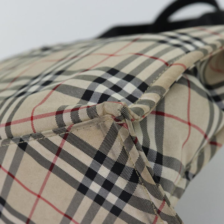 Burberry Nova Check Blue Label Hand Bag Nylon Beige Auth yb561
