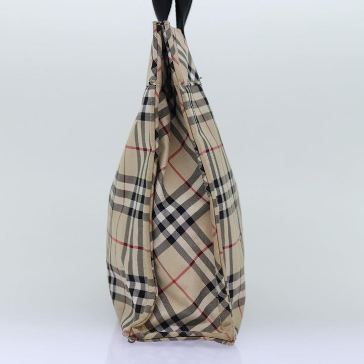 Burberry Nova Check Blue Label Hand Bag Nylon Beige Auth yb561
