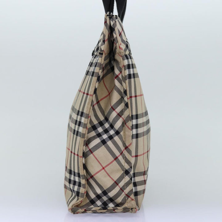 Burberry Nova Check Blue Label Hand Bag Nylon Beige Auth yb561