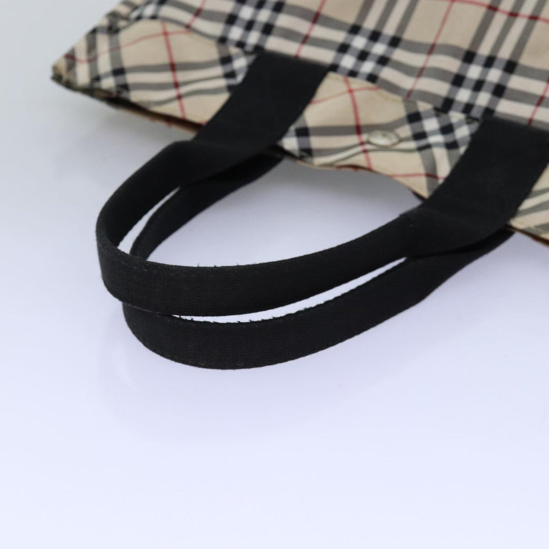 Burberry Nova Check Blue Label Hand Bag Nylon Beige Auth yb561
