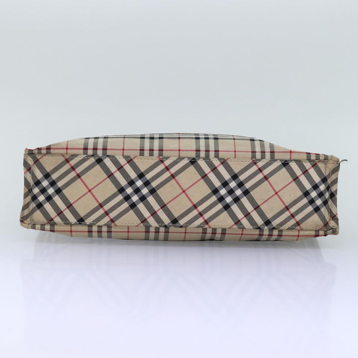Burberry Nova Check Blue Label Hand Bag Nylon Beige Auth yb561
