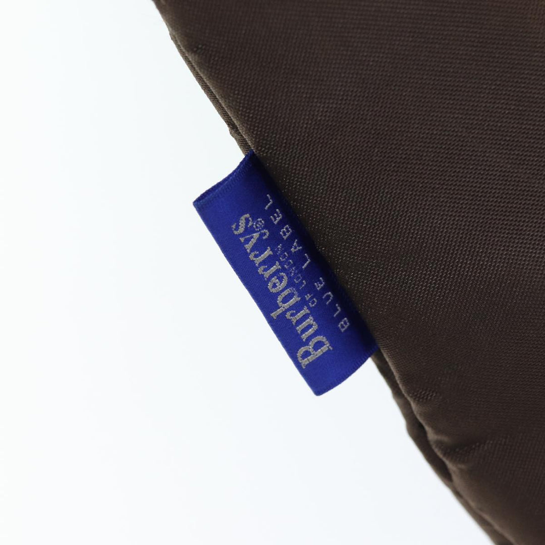BurberrySs Nova Check Blue Label Hand Bag Nylon Brown Beige Auth yb564
