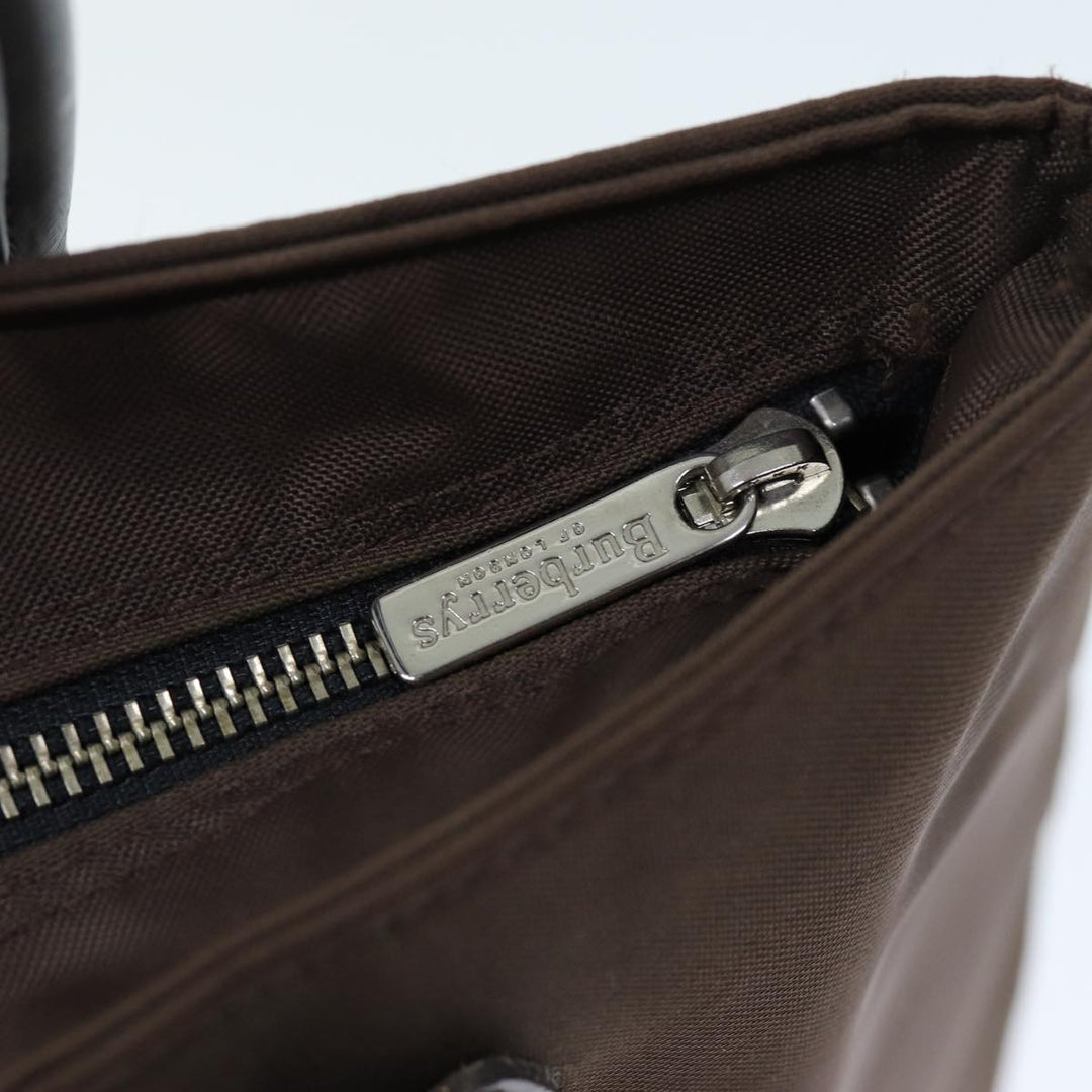 BurberrySs Nova Check Blue Label Hand Bag Nylon Brown Beige Auth yb564