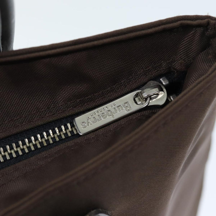 BurberrySs Nova Check Blue Label Hand Bag Nylon Brown Beige Auth yb564