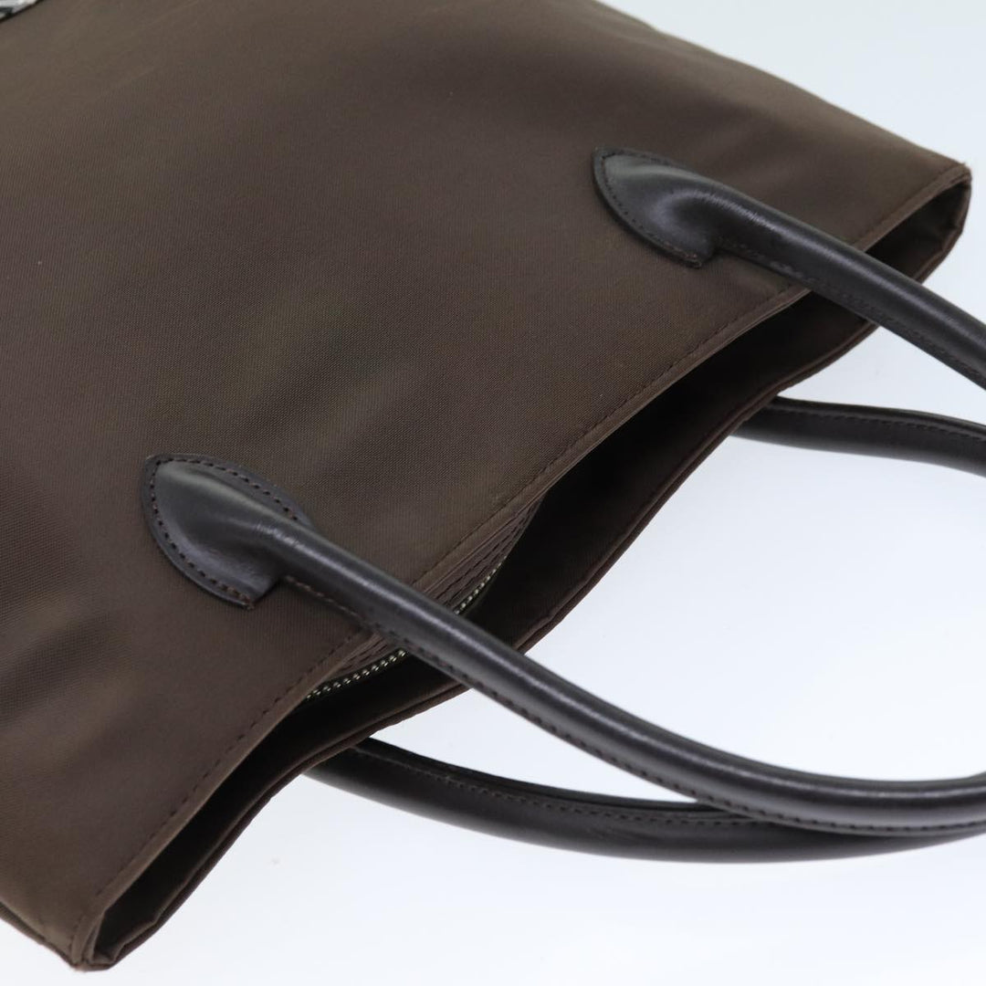 BurberrySs Nova Check Blue Label Hand Bag Nylon Brown Beige Auth yb564
