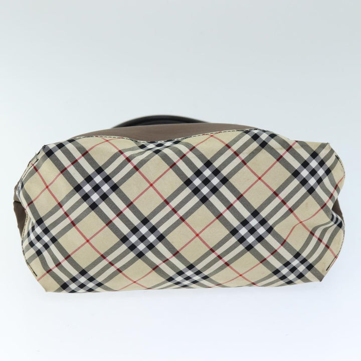 BurberrySs Nova Check Blue Label Hand Bag Nylon Brown Beige Auth yb564