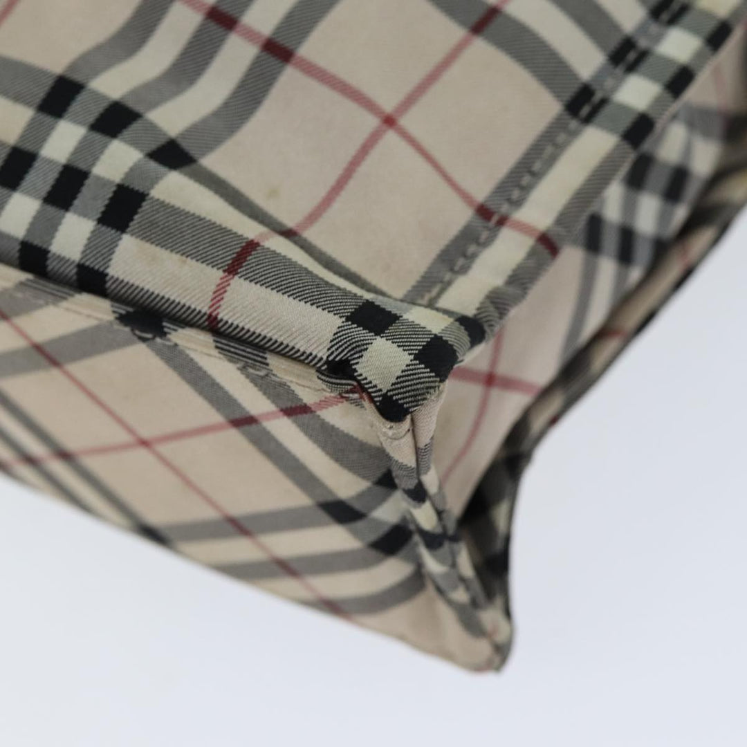 Burberry Nova Check Blue Label Hand Bag Nylon Beige Auth yb584