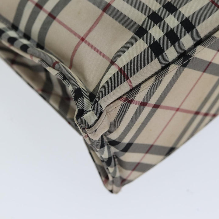 Burberry Nova Check Blue Label Hand Bag Nylon Beige Auth yb584