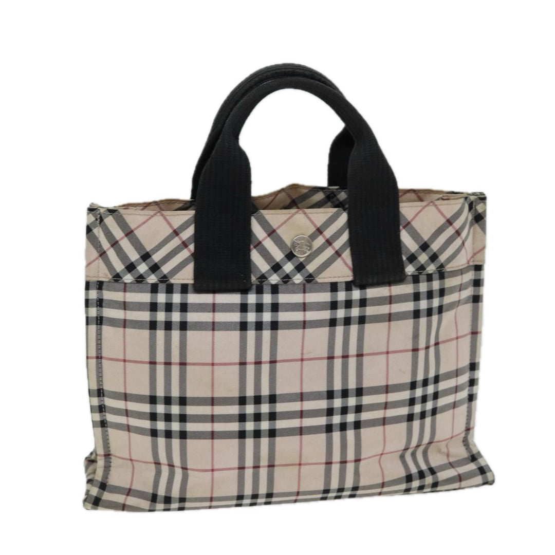Burberry Nova Check Blue Label Hand Bag Nylon Beige Auth yb584