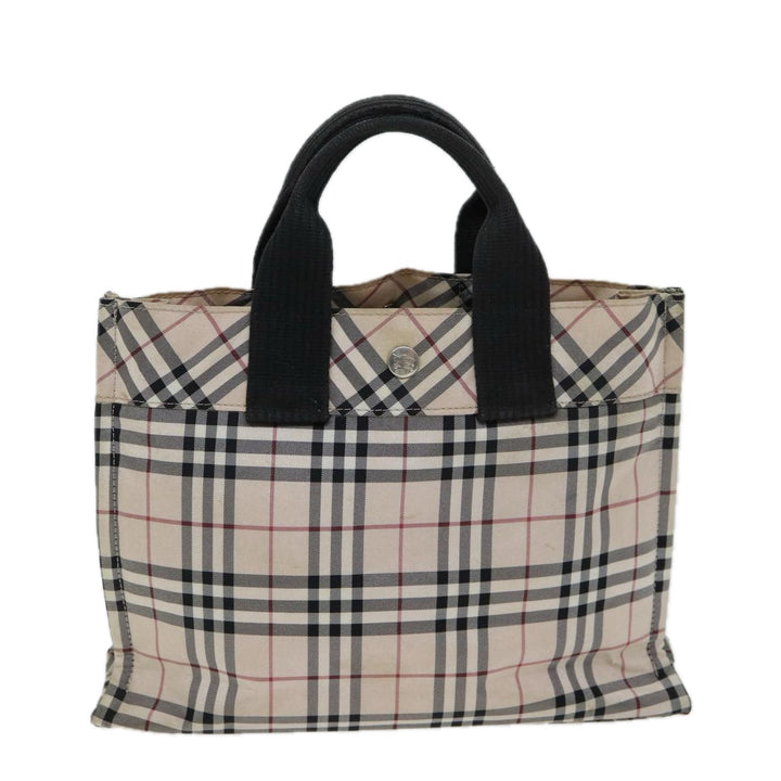 Burberry Nova Check Blue Label Hand Bag Nylon Beige Auth yb584