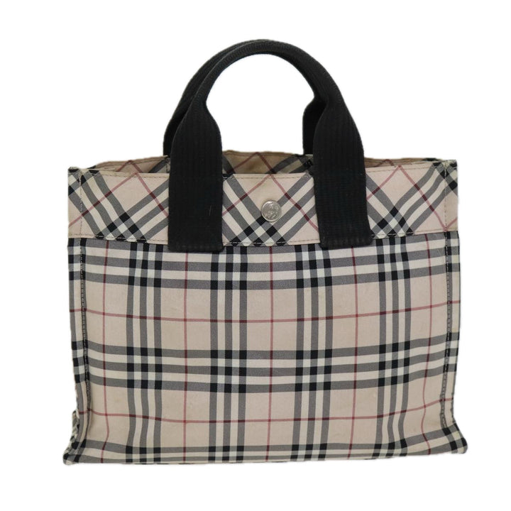 Burberry Nova Check Blue Label Hand Bag Nylon Beige Auth yb584