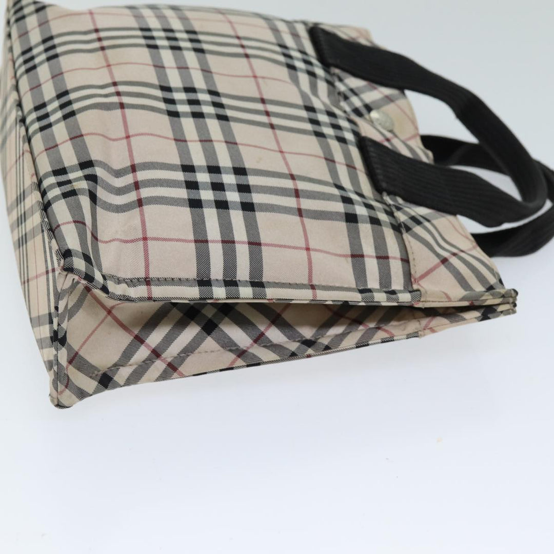 Burberry Nova Check Blue Label Hand Bag Nylon Beige Auth yb584