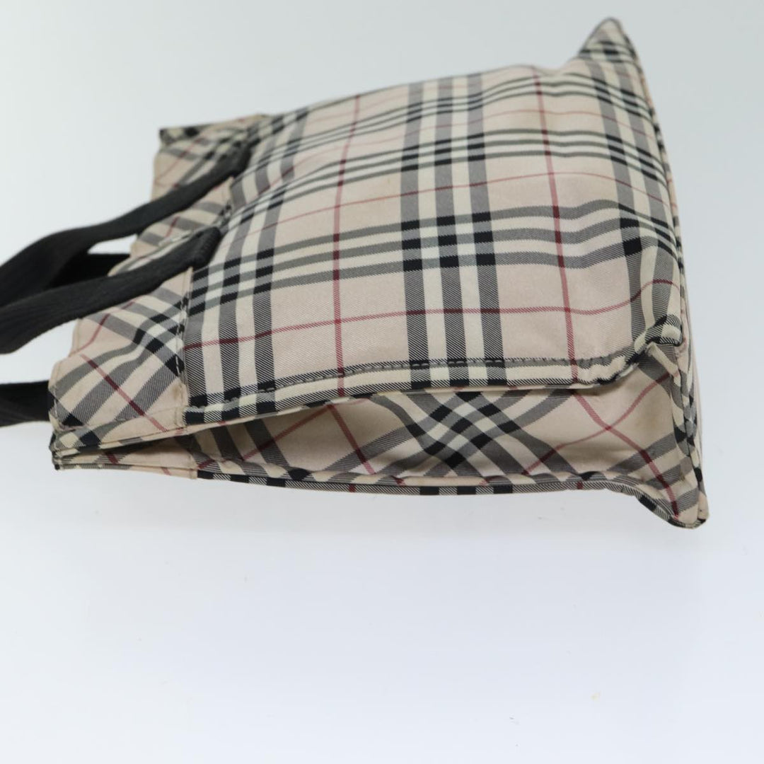 Burberry Nova Check Blue Label Hand Bag Nylon Beige Auth yb584
