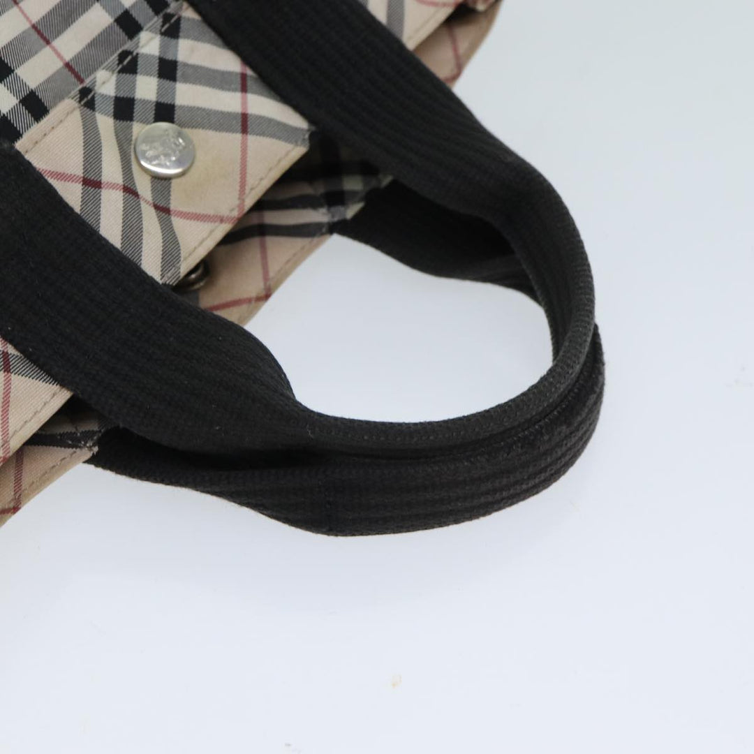 Burberry Nova Check Blue Label Hand Bag Nylon Beige Auth yb584