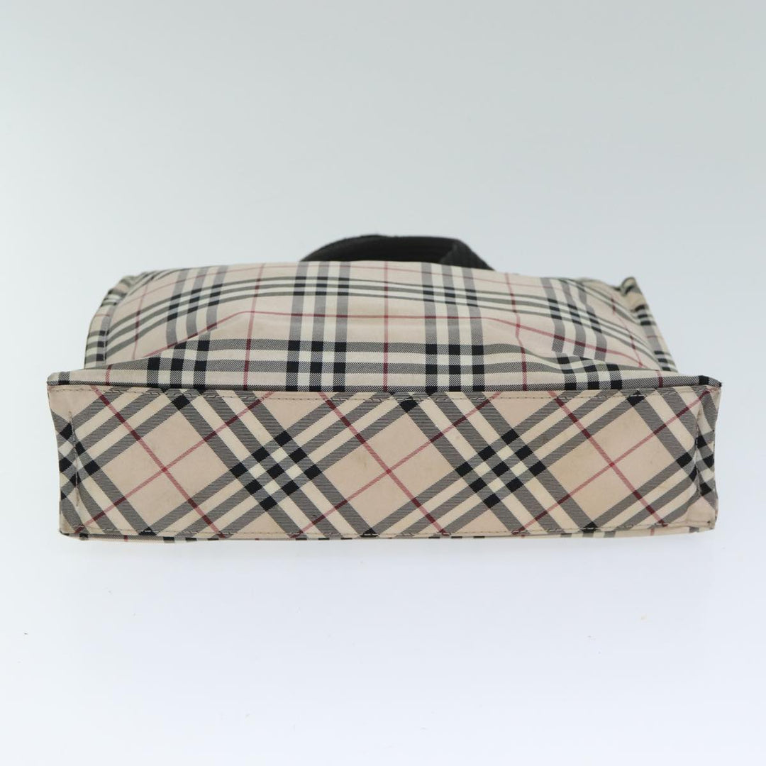 Burberry Nova Check Blue Label Hand Bag Nylon Beige Auth yb584
