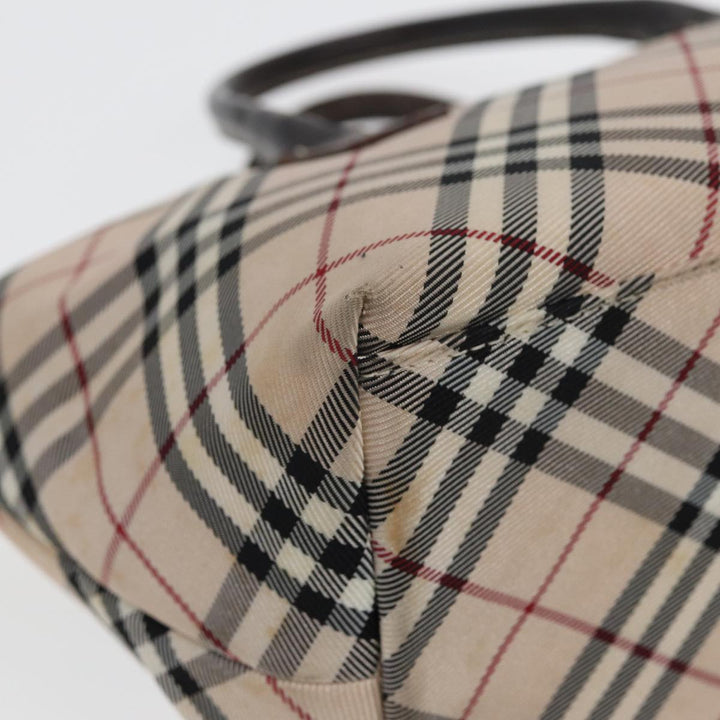 Top Quality BurberrySs Nova Check Hand Bag Canvas Beige Auth yb587