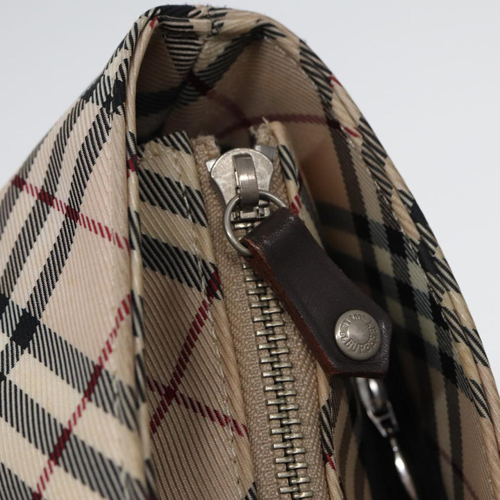 BurberrySs Nova Check Hand Bag Canvas Beige Auth yb587