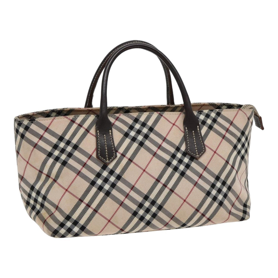 BurberrySs Nova Check Hand Bag Canvas Beige Auth yb587