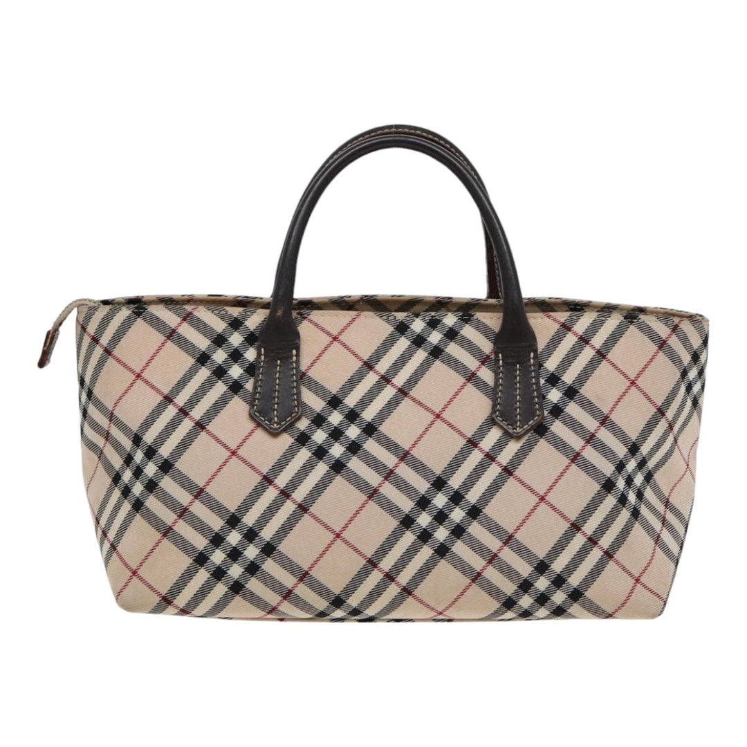 BurberrySs Nova Check Hand Bag Canvas Beige Auth yb587