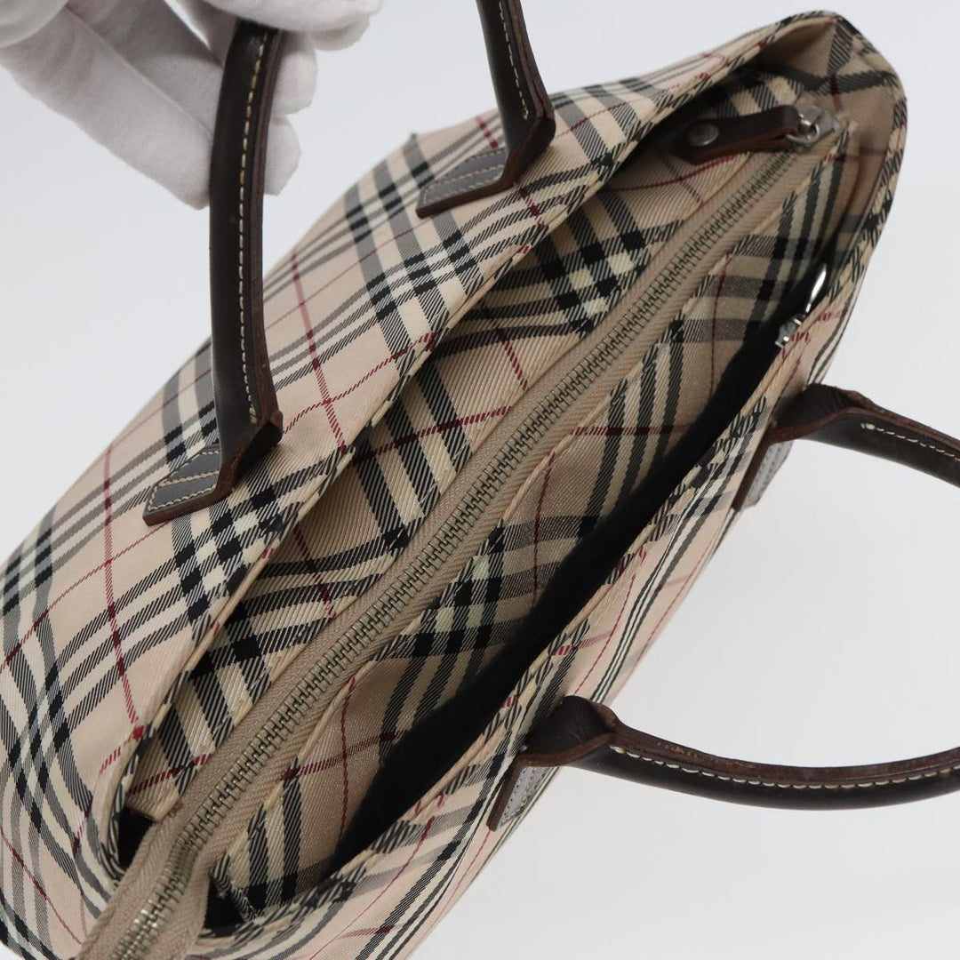 BurberrySs Nova Check Hand Bag Canvas Beige Auth yb587
