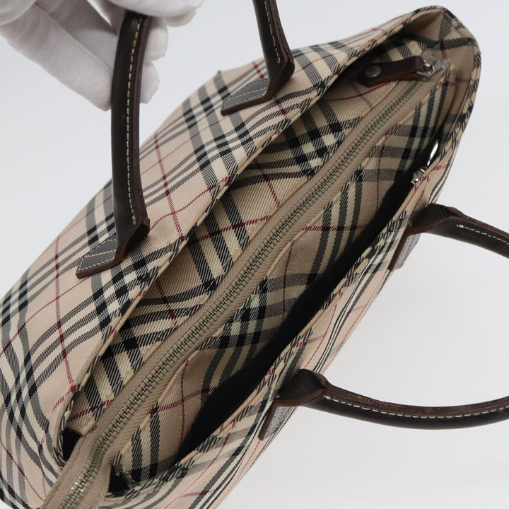 BurberrySs Nova Check Hand Bag Canvas Beige Auth yb587