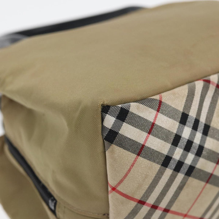 Burberry Nova Check Hand Bag Nylon Leather Beige Black Auth yb589
