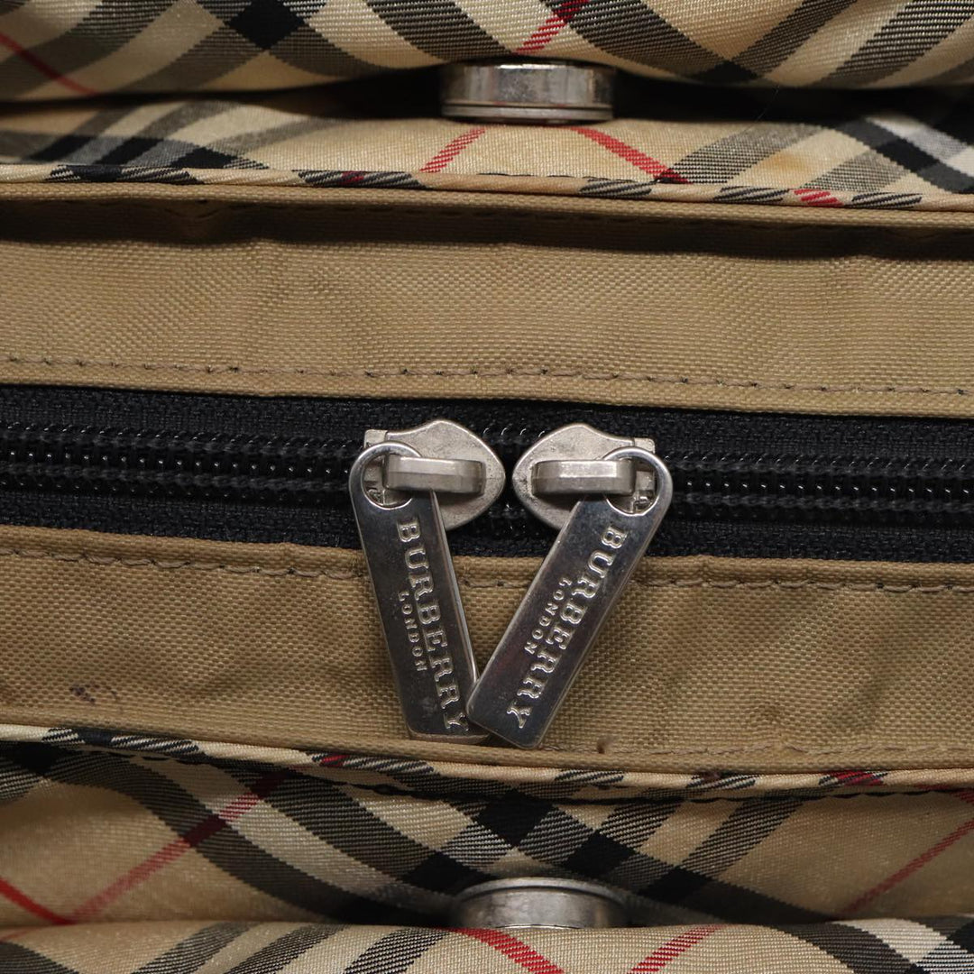 Burberry Nova Check Hand Bag Nylon Leather Beige Black Auth yb589