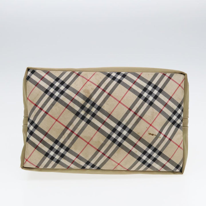 Burberry Nova Check Hand Bag Nylon Leather Beige Black Auth yb589