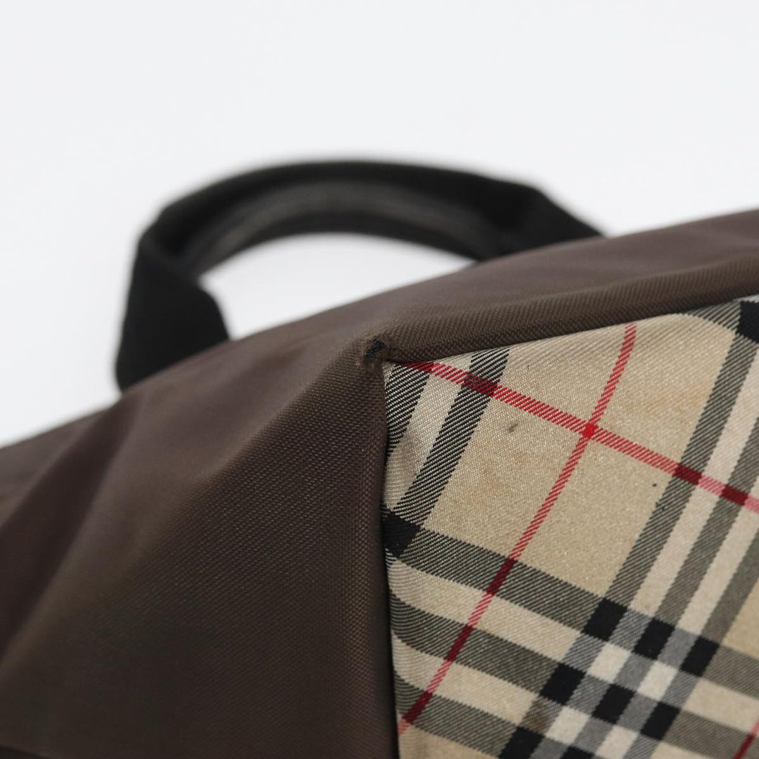 BurberrySs Nova Check Blue Label Hand Bag Canvas Brown Auth yb594